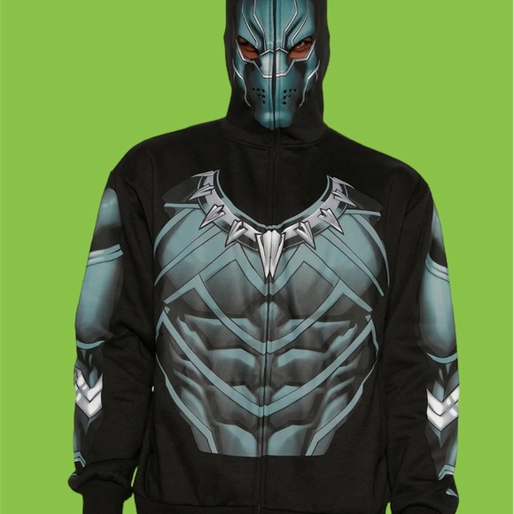 Mens Marvel Black Panther Full Zip Full Mask Costume Hoodie - Size L - Picture 6 of 7